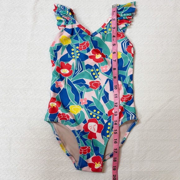 TEA Collection ruffle one-piece swim suit, criss cross back, window floral sz 6 - Picture 4 of 9